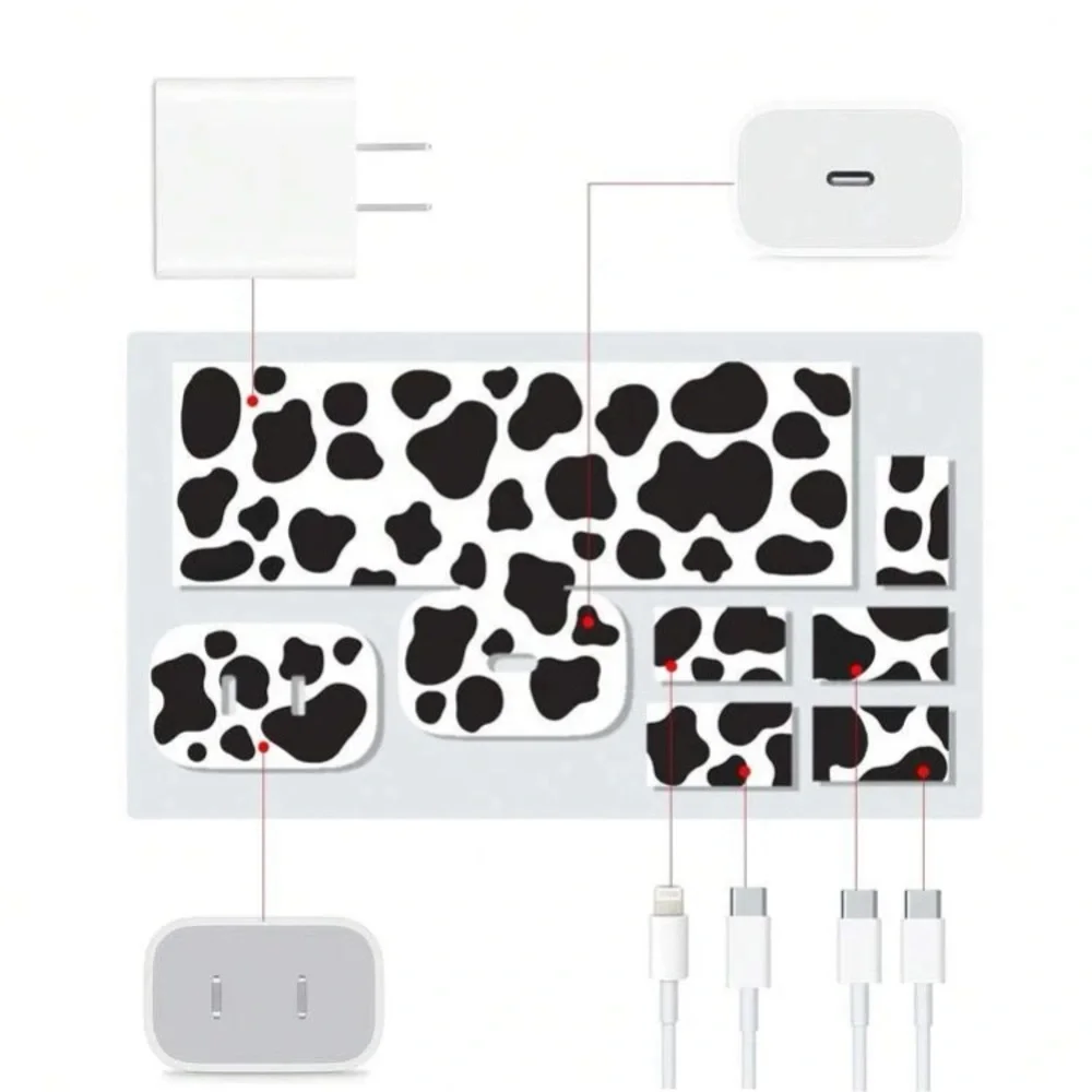 Cow Pattern Data Cable & Charger Head Sticker